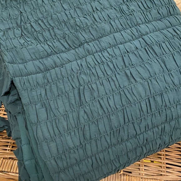 Anthropologie Textured Bardot Dark Turquoise Quilt - Picture 6 of 7